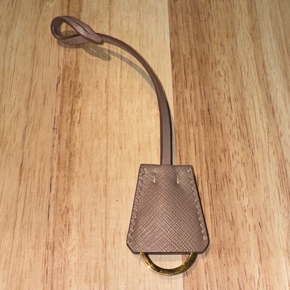 Prada Leather Key Holder with Gold Accent purse charm hang tag - Picture 1 of 3